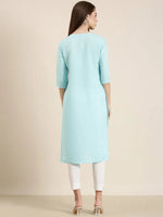 Women Blue Solid Straight Kurta-NJ-3570299-Blue