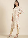 Women Cream Floral A-Line Kurta-RA-072-Cream