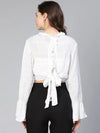 Complete White Ruffled Women Crop Top