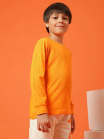 Tales & Stories Boys Orange Cotton Regular Full Sleeve Solid T-shirt