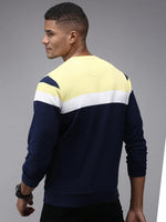 Men Blue Colourblock Sweatshirt-OTSS-4-2-Navyblue