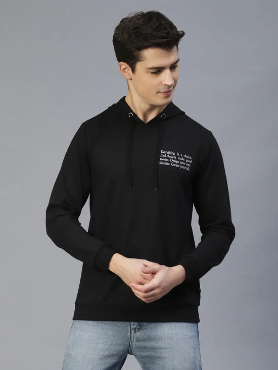 Rigo Black Text Print Hooded Sweatshirt