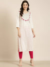 Women Off White Floral Straight Kurta-AT-A776-K-Offwhite