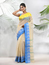 Cream Pure Cotton Tant Saree With Woven Designs-MA51TT43430129