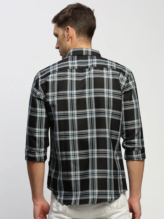 Men Black Checked Shirt-BRICHCHECKS-5615-Black