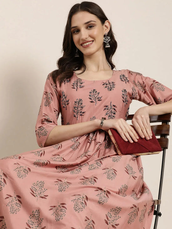 Women Mauve Floral Kurta Set-SKC-1204-Mauve