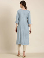 Women Blue Solid Straight Kurta-SKC-1239-Blue