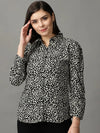 Women's Black Printed Shirt-AE-10363-Black