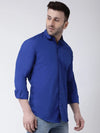 Hangup Men Slim Solid Shirts-CollarRoyalBlueShirt