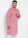 Hangup Men Standard Solid Men's Indian Wear-Red_Linen_OnlyLongKurta