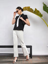 Women White Knit Bell Bottom Pants