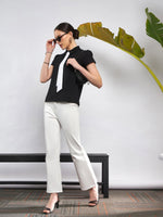 Women White Knit Bell Bottom Pants