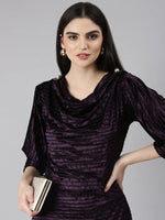 Women Purple Striped Gown Dress-8I-10008-Purple