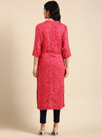 Women's Pink Printed Straight Kurta-GW-500-10-Pink