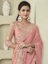 Saree Mall Women's Georgette Pink Embellished Designer Saree With Blouse Piece-SILVER28017