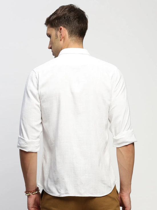 Men White Solid Shirt-ANAH-1677-White