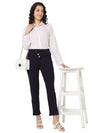 Smarty Pants Women's Cotton Lycra Straight Fit Blue Color Formal Trouser