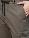 Genips Men's Cotton Stretch Dark Grey Bahamas Cargo Fit Solid Cargo