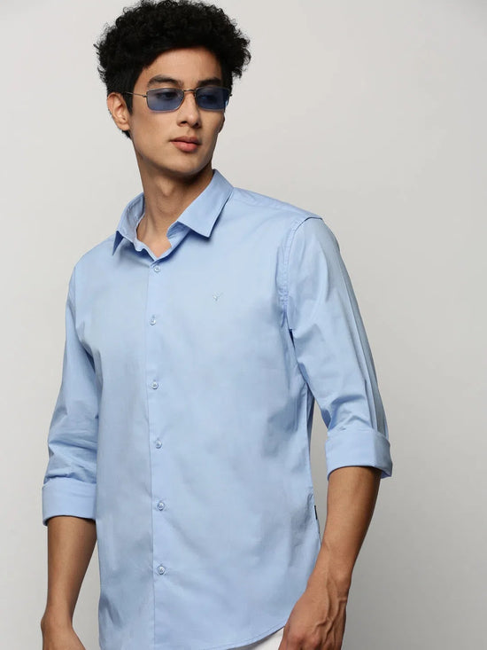 Men Blue Solid Shirt-LANCEPLAIN-219-Blue