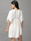 Women's Off White Solid Fit and Flare Top-AE-15771-Offwhite