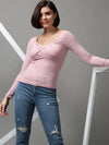 Women's Pink Solid Top-PC-8138-Pink