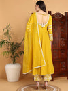 Ahika Women Yellow Silk Blend Embroidered Anarkali Kurta Palazzo Set With Dupatta-PKSKD2210_S