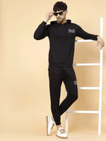 Rigo Black Text Print Tracksuit-TRKSET1008-L