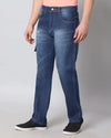 Retro Denim Jeans with 5 pockets-Blue-HBD23-30