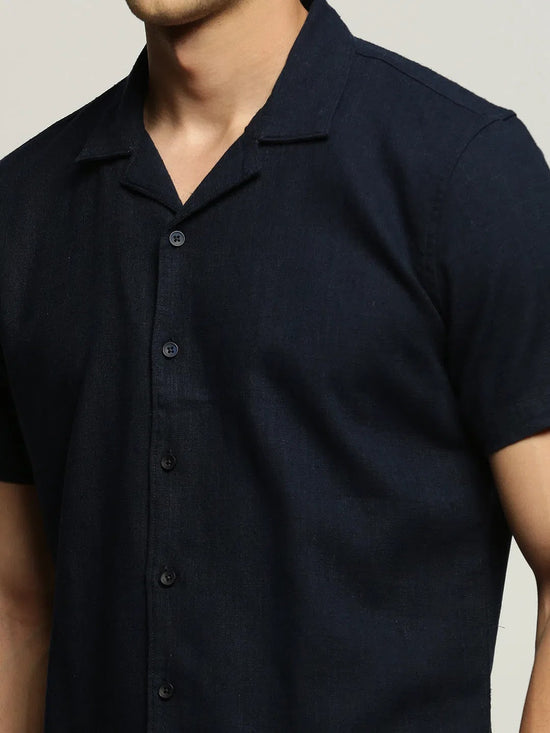 Men Navy Solid Shirt-AANYA-1684-Navyblue