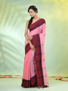 Pink Cotton Soft Saree With Contrasted Borders-MA62CT33720062