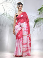 Pink And White Shibori Printed Silk Saree-MA56BSL34610006