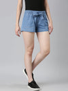 Women Blue Solid Shorts-LT-S-10154-Blue