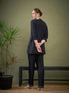 Women Black Yoke Embroidered Shirt With Palazzos