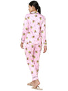 Smarty Pants Women's Silk Satin Baby Pink Color Quirky Print Full Sleeves Night Suit