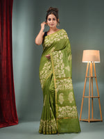 Light Green Blended Silk Handwoven Saree With Floral Border-MA50BSL34710003