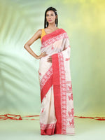 Off White Tussar Silk Saree With Woven Horse Designs-MA66TUS432810045