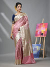 Rosewood Pink Katan Silk Banarasi Saree With Ethnic Motifs And Zari Woven Designs-MA52KA441380063