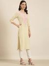 Women Beige Solid Straight Kurta-NJ-3542342-Beige