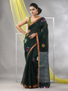 Bottle Green Linen Soft Saree-MA57LN331430038