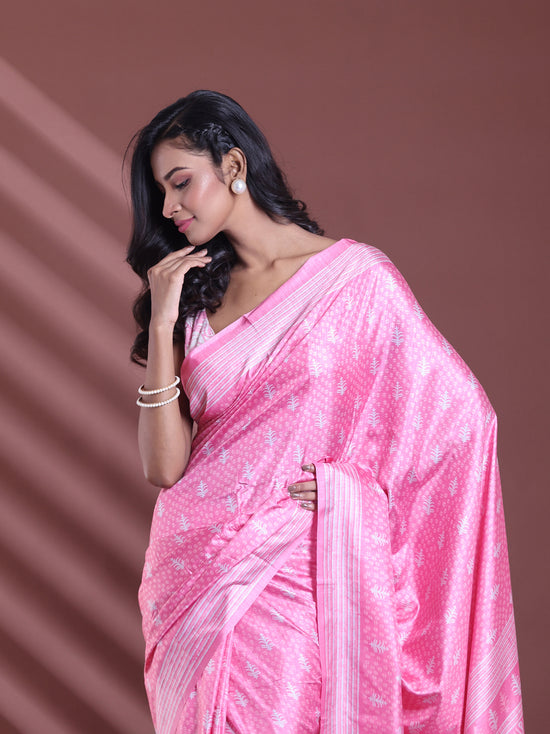 Pink Silk Soft Saree With Texture Print-MA60BSL01400059