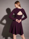 Short Flare Dress with cut-out back in Purple Color