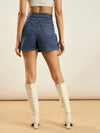 Women Blue Blast Wrap Pleated Denim Skorts