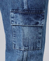 Retro Denim Jeans with 5 pockets-Blue-HBD25-30