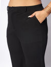 Women Black Front Button Top With Straight Pants