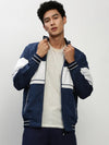 Men Blue Colourblock Casual Bomber Jackets-LBR-102-Blue