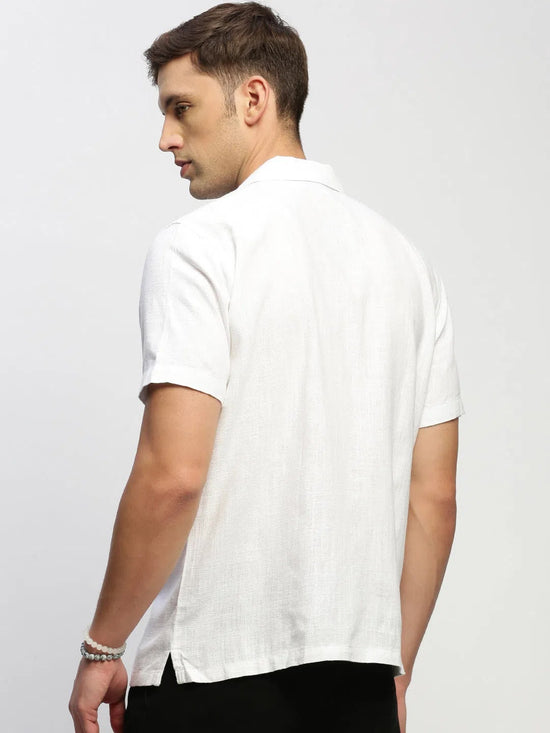 Men White Solid Shirt-AANYA-1685-White