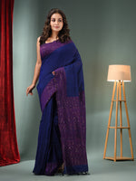 Blue Cotton Handwoven Saree With Sequins Work-MA50CT06880042