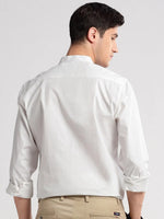 Men Mandarin Collar Solid White Casual Shirt-VERGE-2212-White