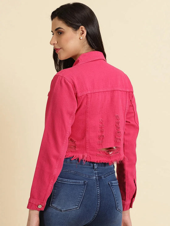 Women's Pink Solid Open Front Jacket-GZ-5599-Pink