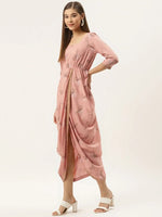 Overlap side cowl dress in dusty pink